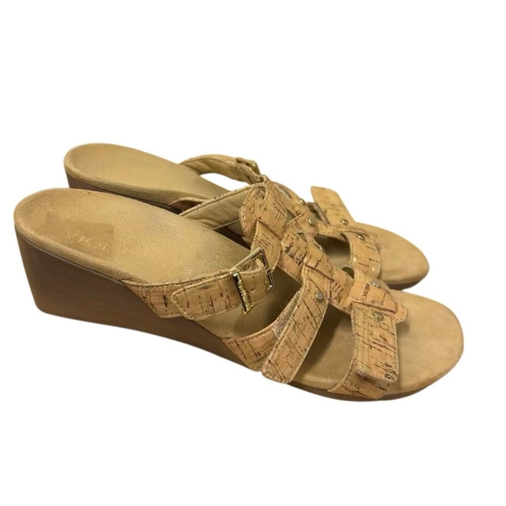 Vionic Cork Print‎ Orthopedic Wedge Sandals Comfort Slides 8